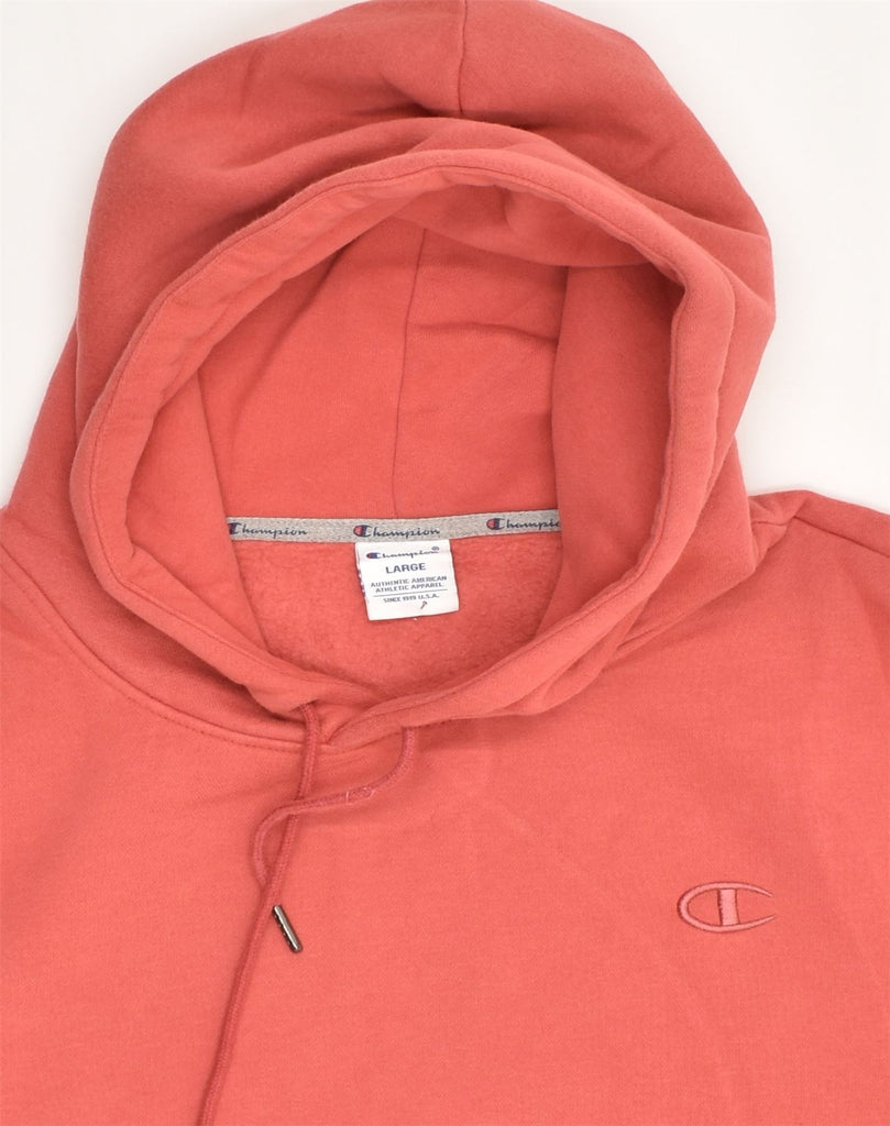 CHAMPION Womens Graphic Hoodie Jumper UK 14 Large Pink | Vintage Champion | Thrift | Second-Hand Champion | Used Clothing | Messina Hembry 