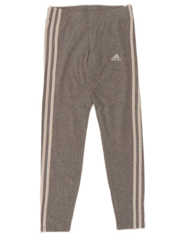 Adidas Girls Leggings 11-12 Years Grey Cotton