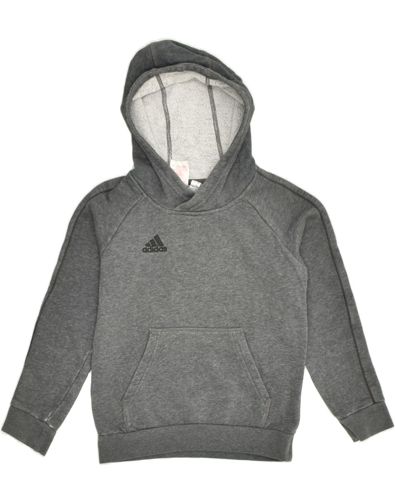 ADIDAS Boys Hoodie Jumper 7-8 Years Grey Cotton | Vintage Adidas | Thrift | Second-Hand Adidas | Used Clothing | Messina Hembry 