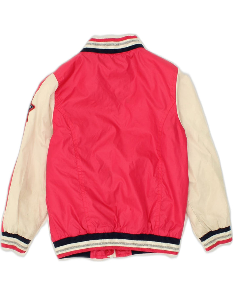 VINTAGE Girls Graphic Varsity Jacket 4-5 Years Red Colourblock Polyester | Vintage Vintage | Thrift | Second-Hand Vintage | Used Clothing | Messina Hembry 