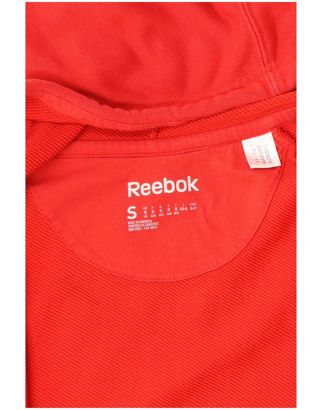 Reebok Womens Zip Hoodie Sweater UK 10 Small Red