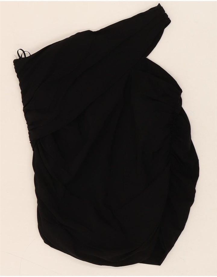 Zara Womens Crop One Shoulder Top UK 6 XS Black Viscose