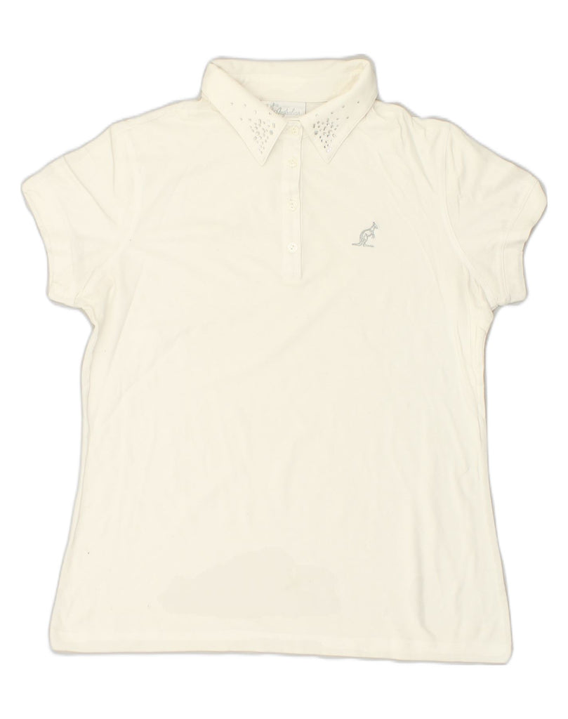 AUSTRALIAN L'ALPINA Mens Polo Shirt IT 48 Medium White | Vintage AUSTRALIAN L'ALPINA | Thrift | Second-Hand AUSTRALIAN L'ALPINA | Used Clothing | Messina Hembry 