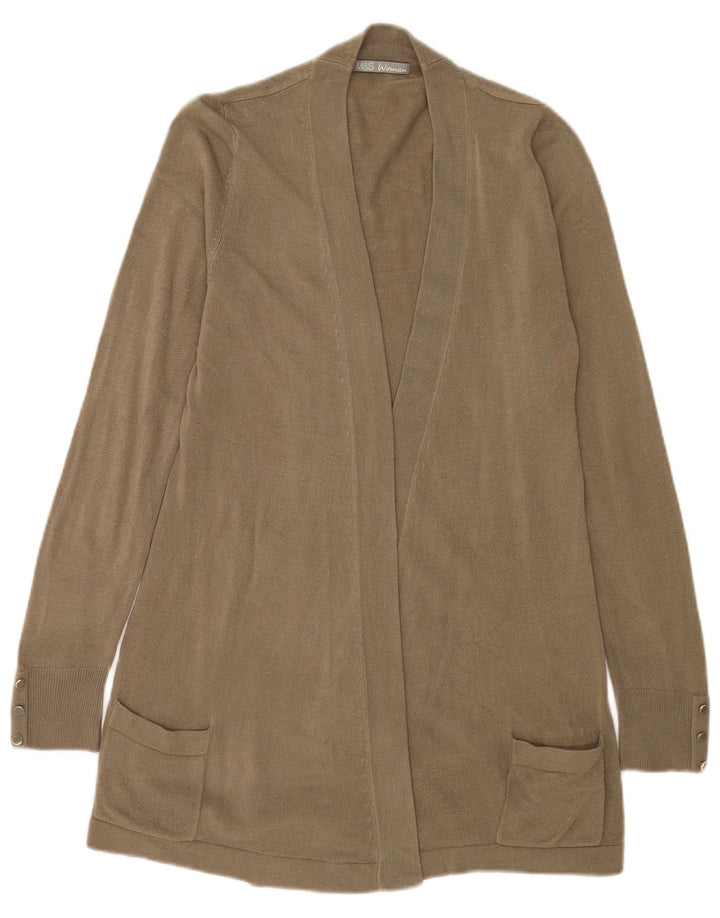 Marks & Spencer Womens Longline Open Cardigan Sweater UK 14 Medium Khaki