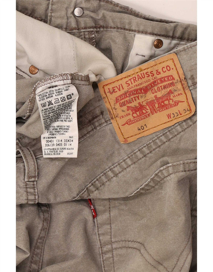 Levi's Mens 401 Straight Jeans W33 L28 Grey Cotton