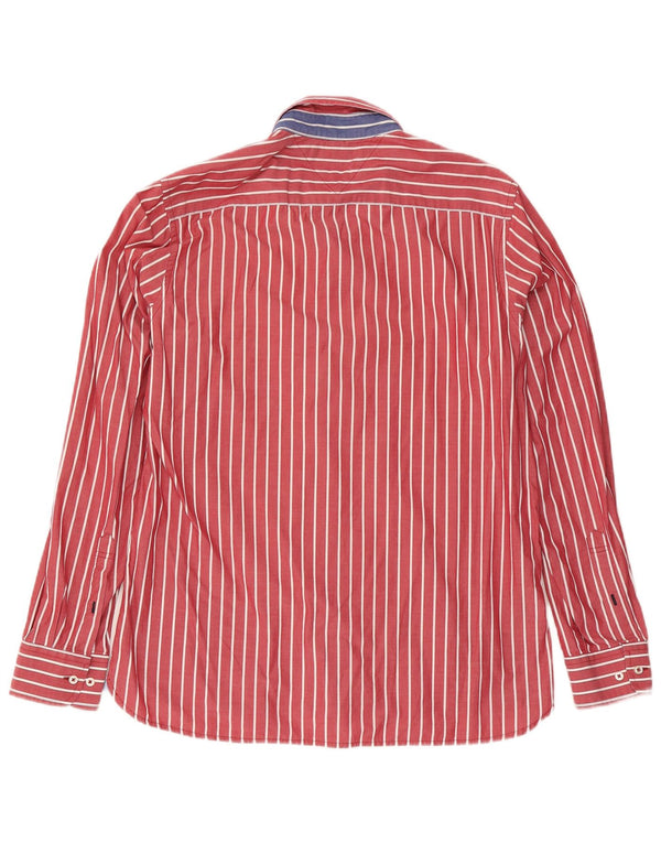 Tommy Hilfiger Mens Custom Fit Shirt Medium Red Pinstripe Cotton