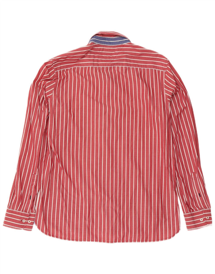 Tommy Hilfiger Mens Custom Fit Shirt Medium Red Pinstripe Cotton
