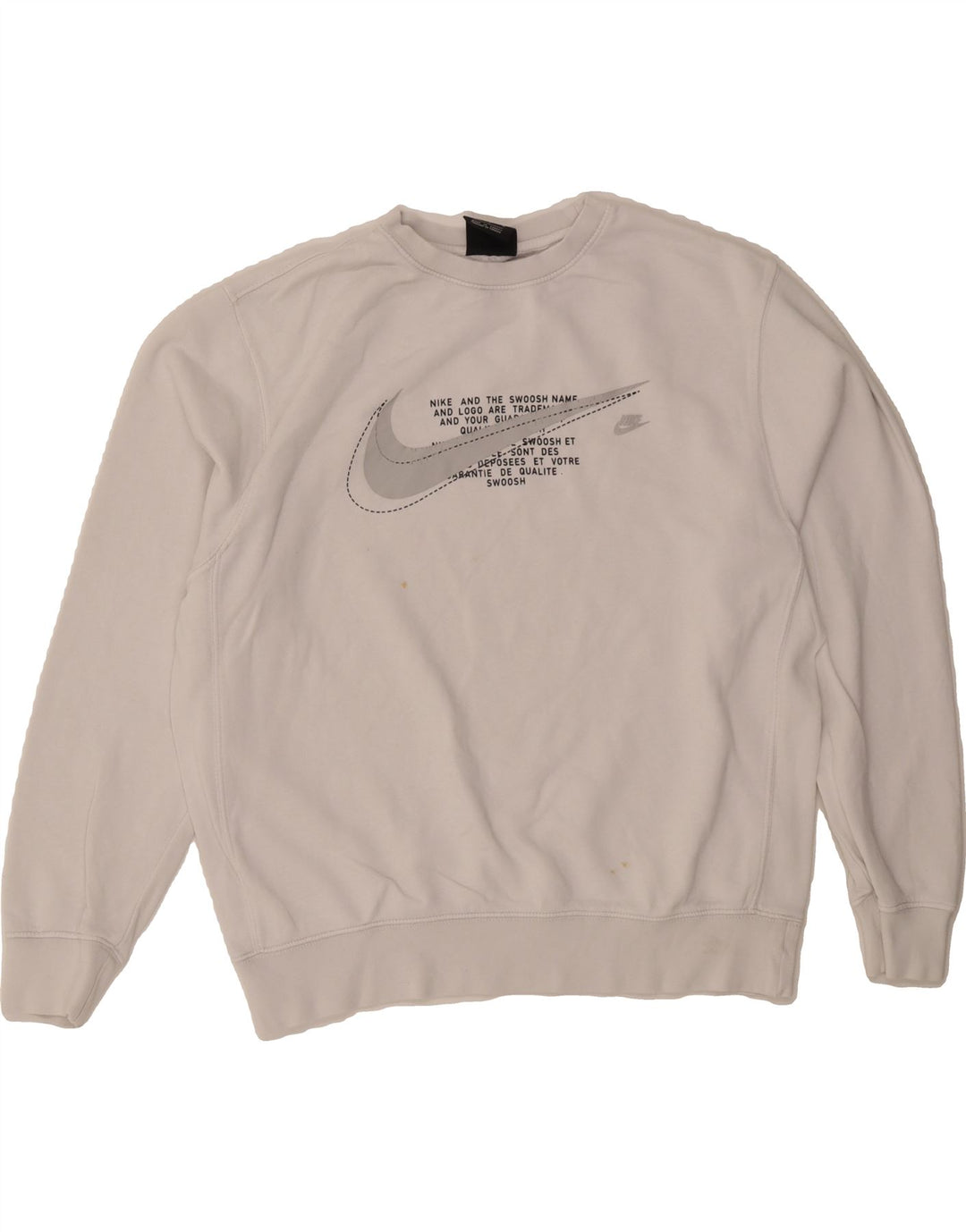 NIKE Womens Oversized Graphic Sweatshirt Jumper UK 14 Medium White Cotton Vintage Nike and Second-Hand Nike from Messina Hembry 