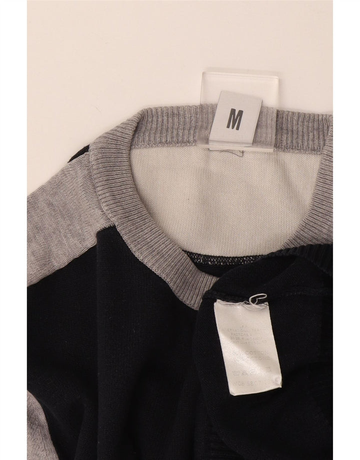 Bikkembergs Mens Crew Neck Jumper Sweater Medium Navy Blue Colourblock
