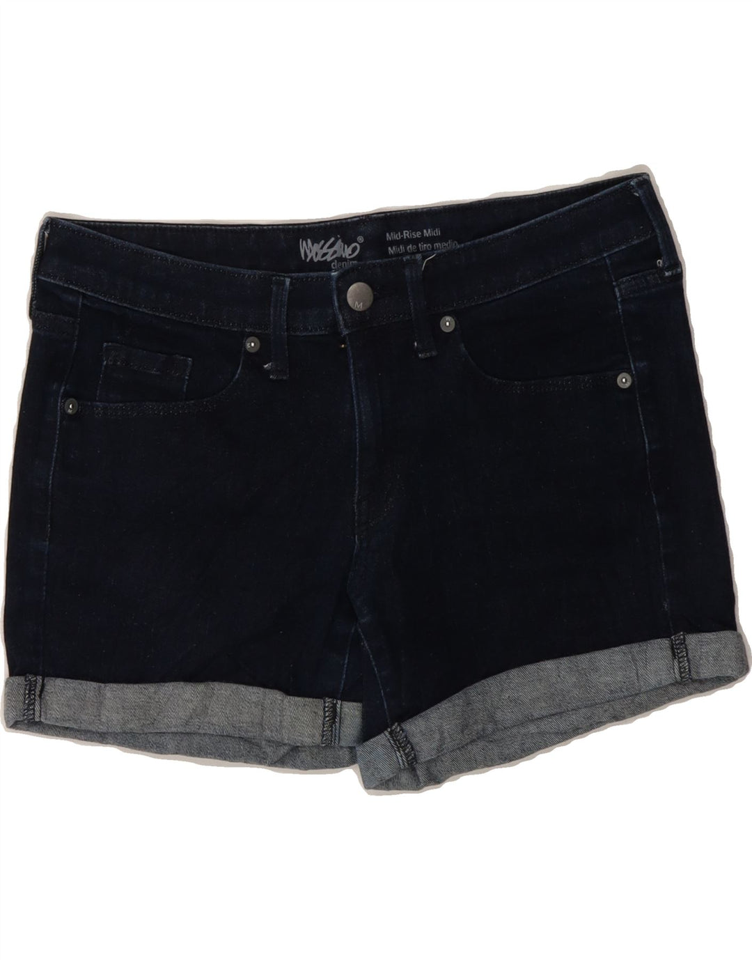 MOSSIMO Womens Mid Rise Denim Shorts US 4 Small W27 Navy Blue Cotton Vintage Mossimo and Second-Hand Mossimo from Messina Hembry 