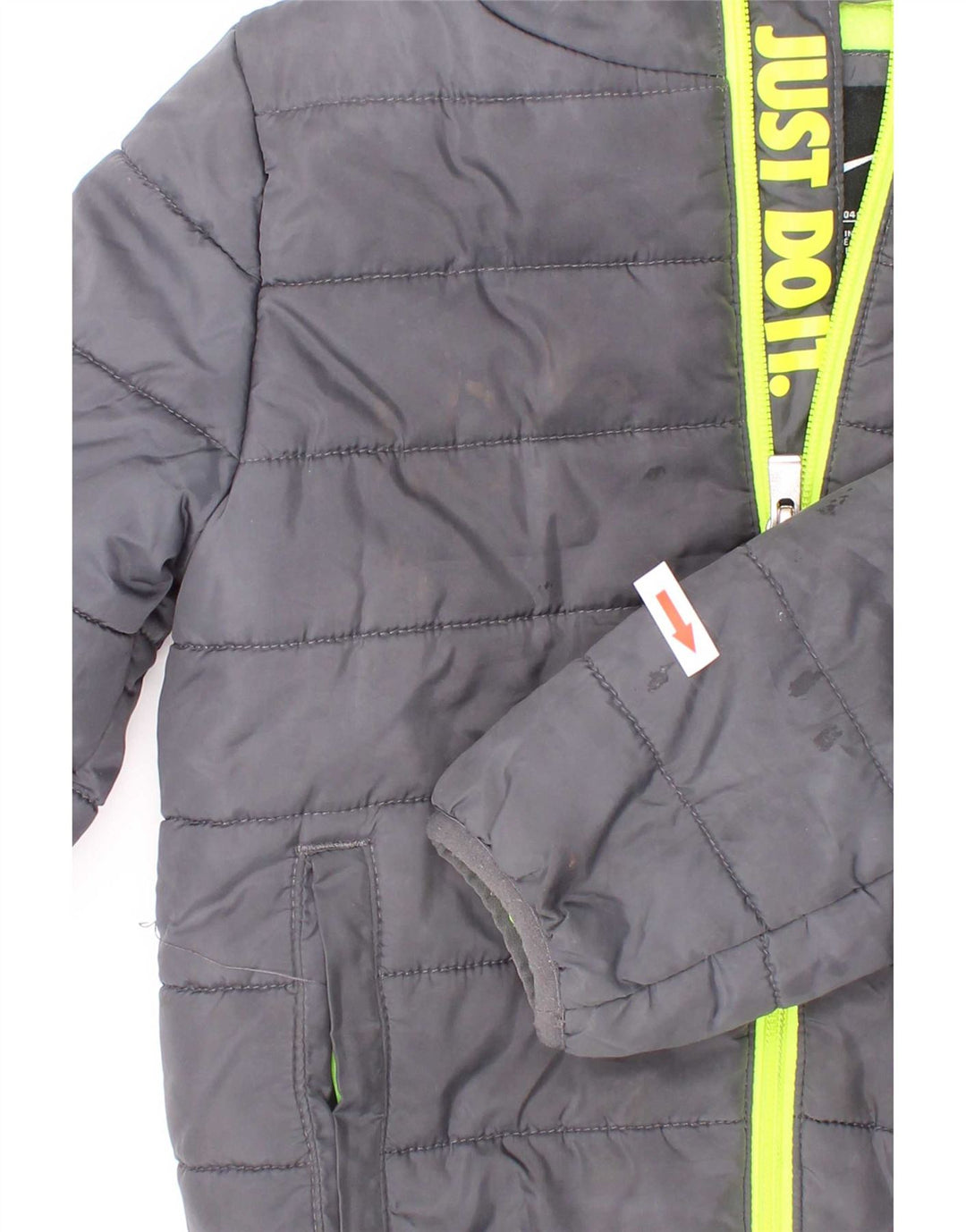 Nike Boys Hooded Padded Jacket 3-4 Years Grey Polyester