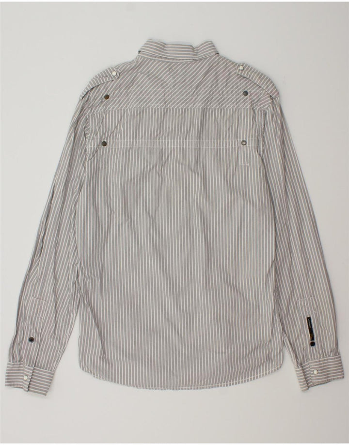 JACK & JONES Mens Shirt Large Grey Striped Cotton Vintage Jack & Jones and Second-Hand Jack & Jones from Messina Hembry 