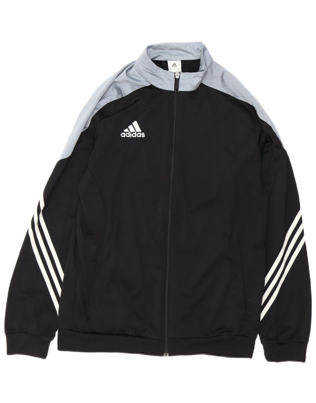 ADIDAS Mens Tracksuit Top Jacket Large Black Colourblock Polyester