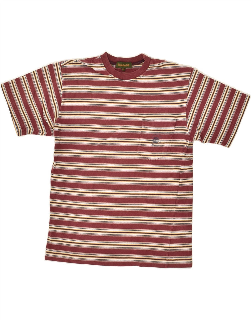 TIMBERLAND Boys T-Shirt Top 9-10 Years Maroon Striped Cotton | Vintage Timberland | Thrift | Second-Hand Timberland | Used Clothing | Messina Hembry 