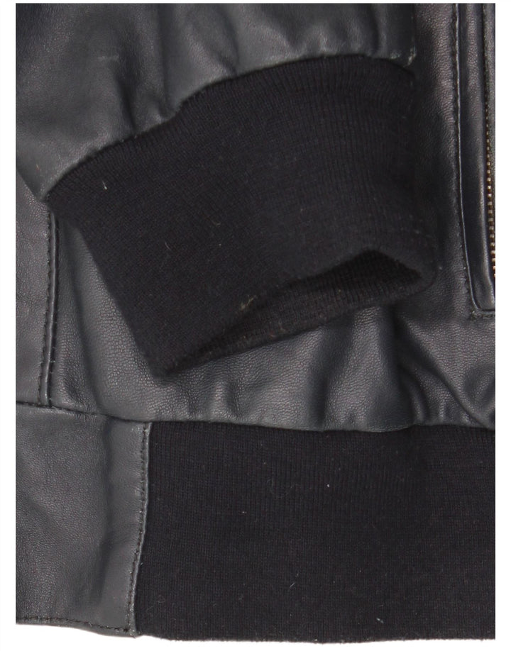 Conbipel Mens Bomber Leather Jacket IT 56 2XL Navy Blue