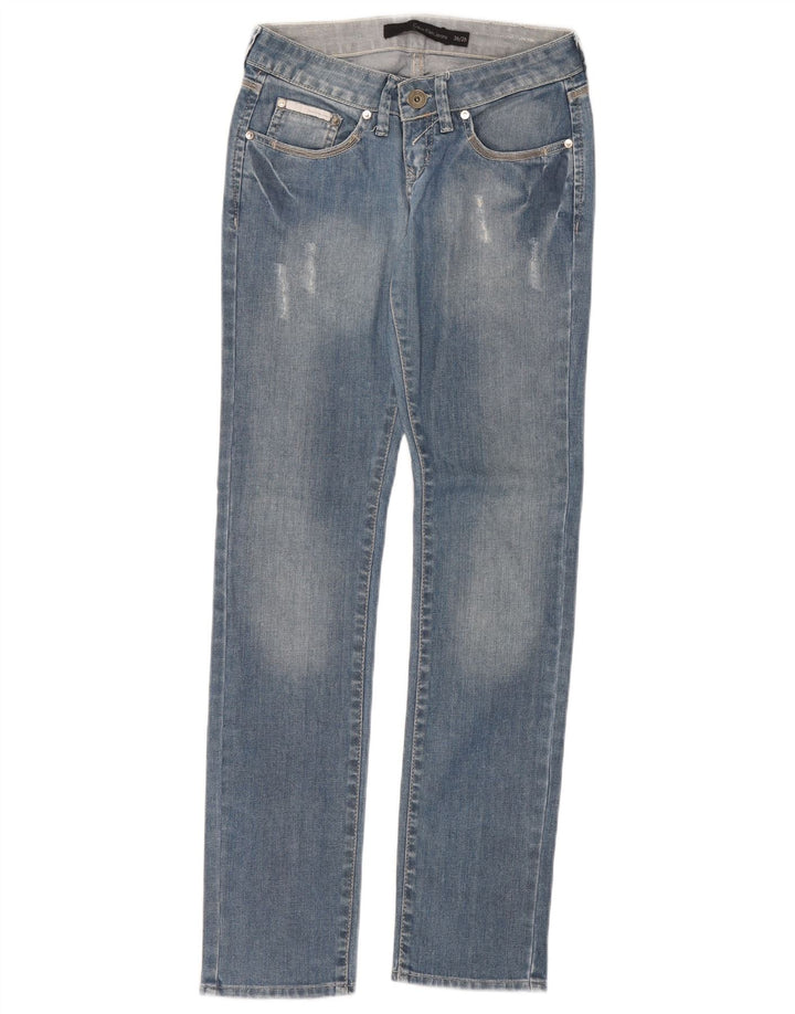 Calvin Klein Womens Straight Jeans W26 L31 Blue Cotton