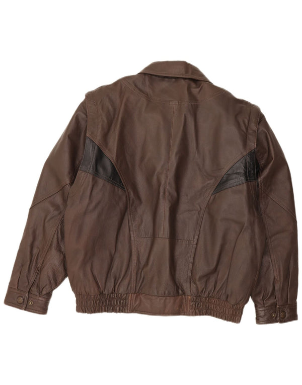 Vintage Mens Bomber Leather Jacket UK 42 XL Brown Leather