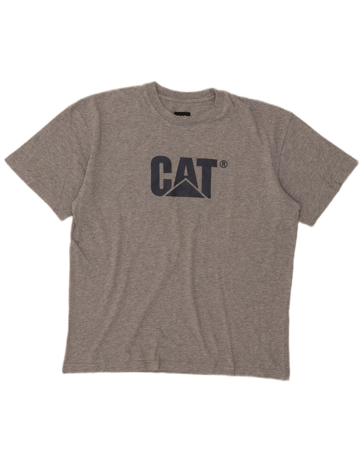 CAT Mens Graphic T-Shirt Top XL Grey Cotton