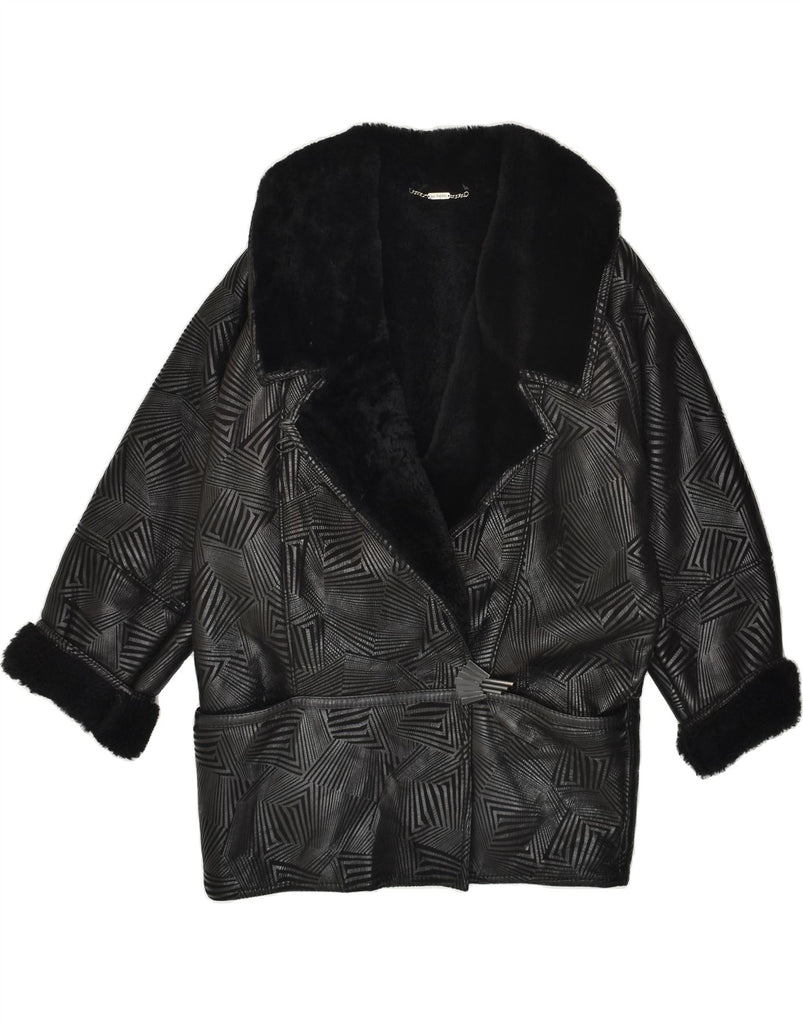 MABRUN Womens Shearling Coat EU 42 Large Black Shearling | Vintage Mabrun | Thrift | Second-Hand Mabrun | Used Clothing | Messina Hembry 