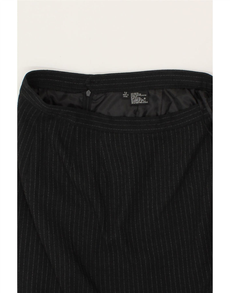 VINTAGE Womens Pencil Skirt UK 12 Medium W30 Black Pinstripe Rayon Vintage Vintage and Second-Hand Vintage from Messina Hembry 