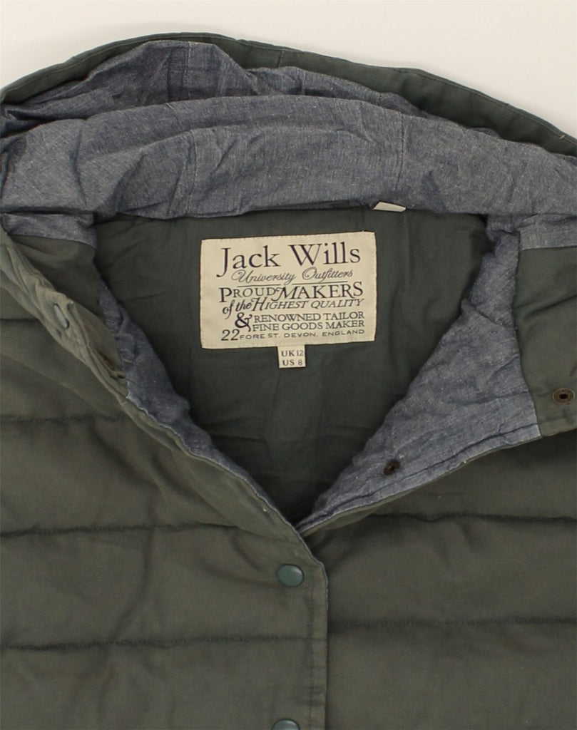 JACK WILLS Womens Hooded Padded Gilet UK 12 Medium  Khaki Cotton | Vintage Jack Wills | Thrift | Second-Hand Jack Wills | Used Clothing | Messina Hembry 