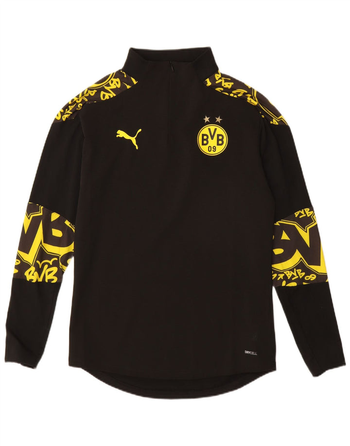 Puma Mens BVB Dortmund Graphic Zip Neck Pullover Tracksuit Top Small Black