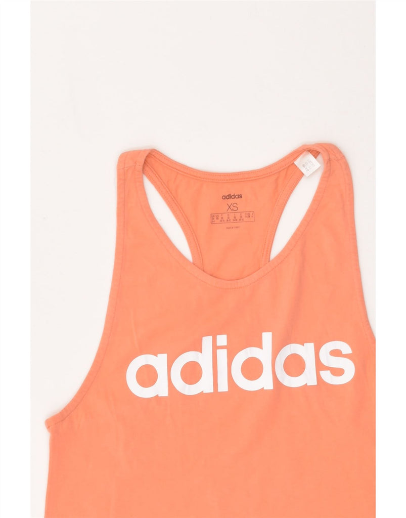 ADIDAS Womens Graphic Vest Top UK 4 -6 XS Orange Cotton | Vintage Adidas | Thrift | Second-Hand Adidas | Used Clothing | Messina Hembry 