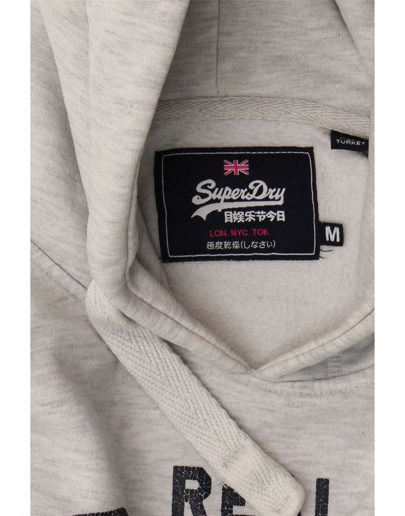 SUPERDRY Womens Graphic Hoodie Jumper UK 14 Medium Grey Vintage Superdry and Second-Hand Superdry from Messina Hembry 
