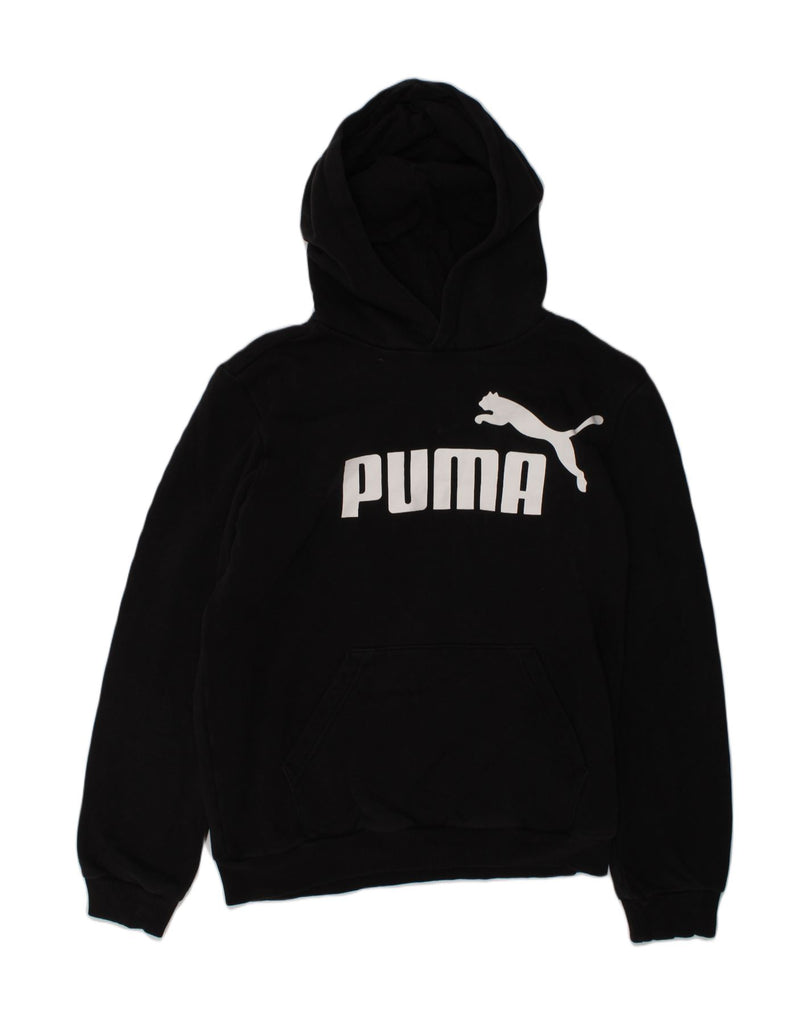 PUMA Boys Graphic Hoodie Jumper 11-12 Years Black Cotton | Vintage Puma | Thrift | Second-Hand Puma | Used Clothing | Messina Hembry 