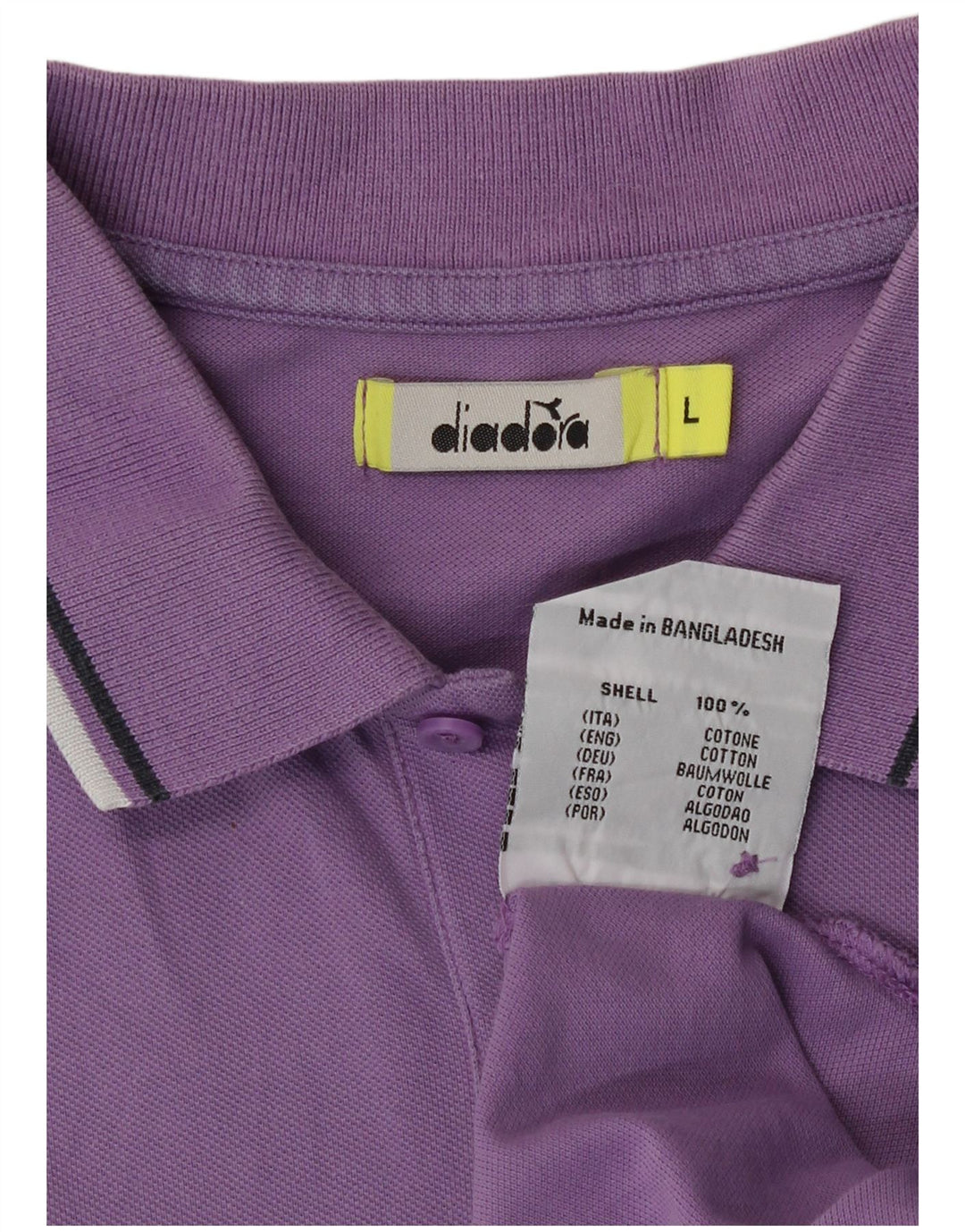 Diadora Mens Polo Shirt Large Purple Cotton