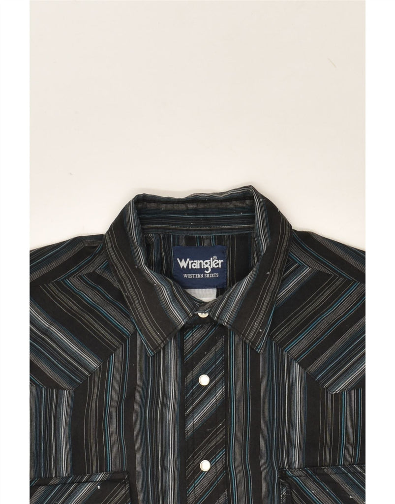 WRANGLER Mens Shirt Large Black Striped | Vintage Wrangler | Thrift | Second-Hand Wrangler | Used Clothing | Messina Hembry 