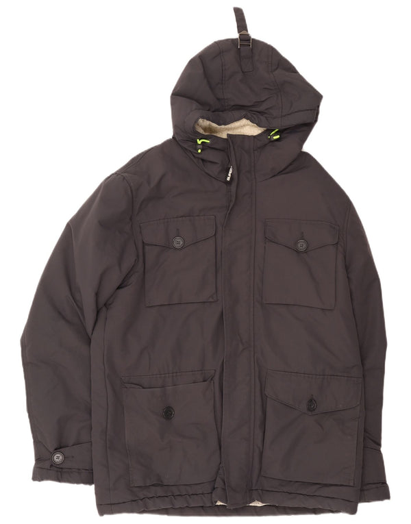 Superdry Mens Hooded Sherpa Windbreaker Jacket UK 44 2XL Grey Nylon
