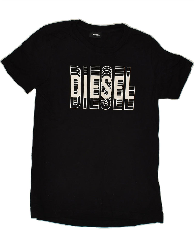 DIESEL Womens Graphic T-Shirt Top UK 12 Medium Black Cotton | Vintage Diesel | Thrift | Second-Hand Diesel | Used Clothing | Messina Hembry 