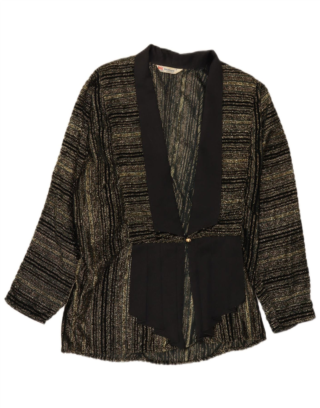 Vintage Womens 1 Button Blazer Jacket UK 16 Large Black Striped