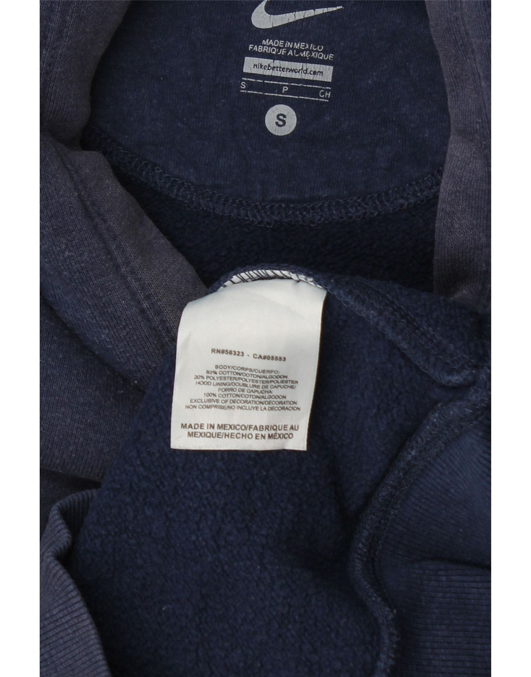 Nike Mens Graphic Hoodie Jumper Small Navy Blue Cotton