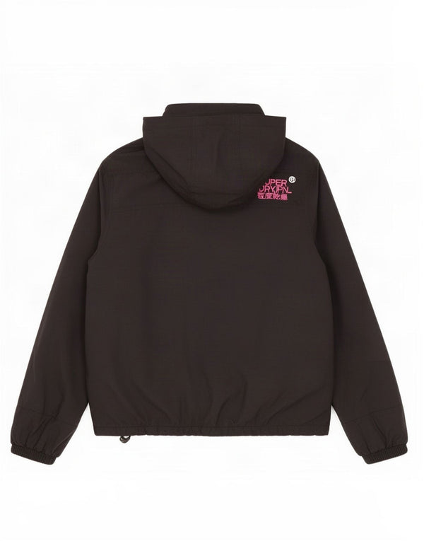 Superdry Womens Windcheater Graphic Windbreaker Jacket UK 16 Large Black