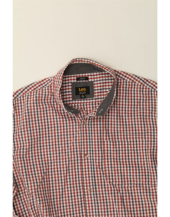 LEE Mens Stretch Regular Fit Shirt XL Red Check Cotton Vintage Lee and Second-Hand Lee from Messina Hembry 