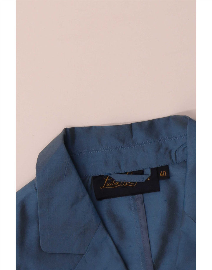 Luisa Spagnoli Womens 3 Button Blazer Jacket IT 40 Small Blue Silk