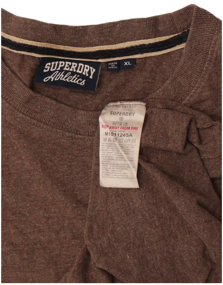 Superdry Mens T-Shirt Top XL Brown Cotton
