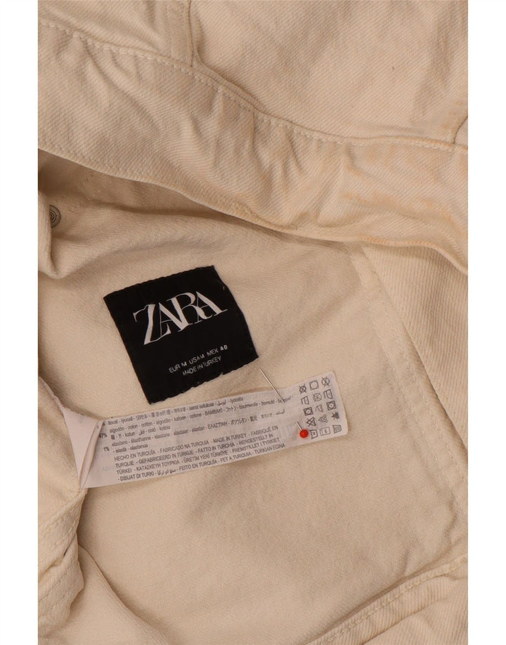 Zara Mens Denim Jacket UK 38 Medium Beige Lyocell