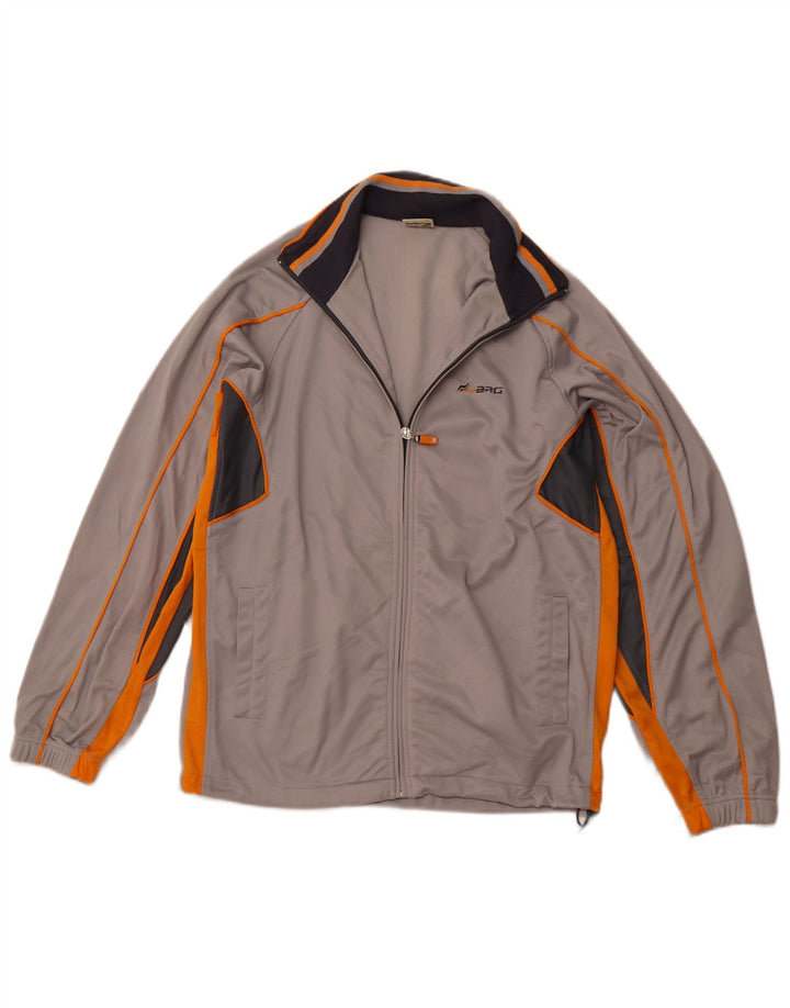BRUGI Mens Tracksuit Top Jacket Medium Grey Colourblock Polyester