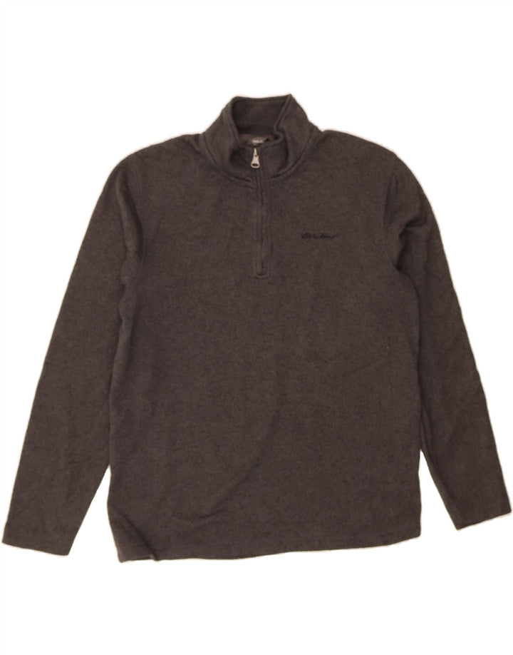 EDDIE BAUER Mens Zip Neck Sweatshirt Jumper Medium Grey Polyester Vintage Eddie Bauer and Second-Hand Eddie Bauer from Messina Hembry 