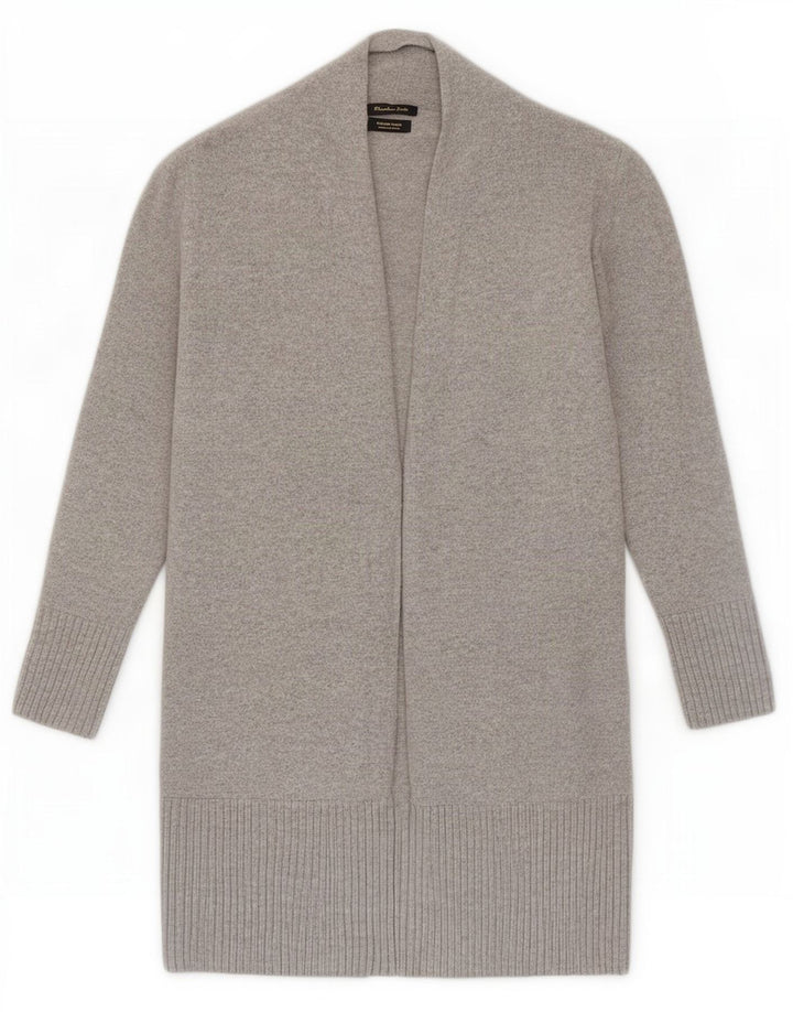 Massimo Dutti Womens Longline Open Cardigan Sweater UK 10 Small Grey Wool