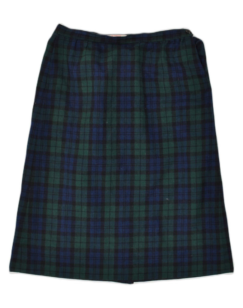 PENDLETON Womens A-Line Skirt UK 14 Medium W28  Navy Blue Check | Vintage Pendleton | Thrift | Second-Hand Pendleton | Used Clothing | Messina Hembry 