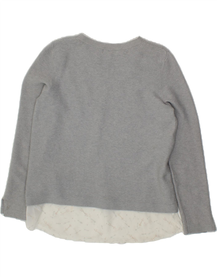 MONSOON Womens Sweatshirt Jumper UK 12 Medium Grey Colourblock Viscose Vintage Monsoon and Second-Hand Monsoon from Messina Hembry 