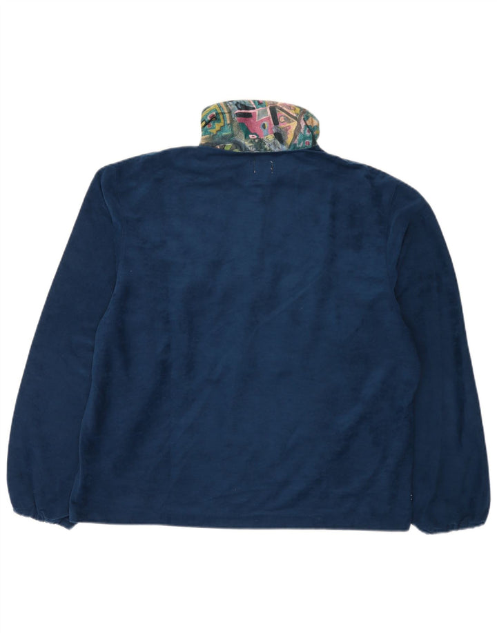 Aesse Mens Loose Fit Pullover Tracksuit Top Small Navy Blue Geometric