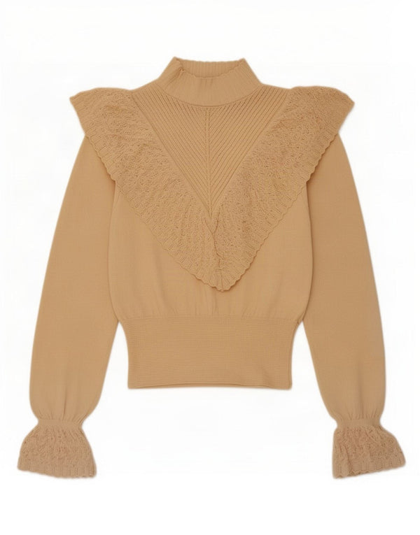 Zara Womens Top Long Sleeve UK 10 Small Beige