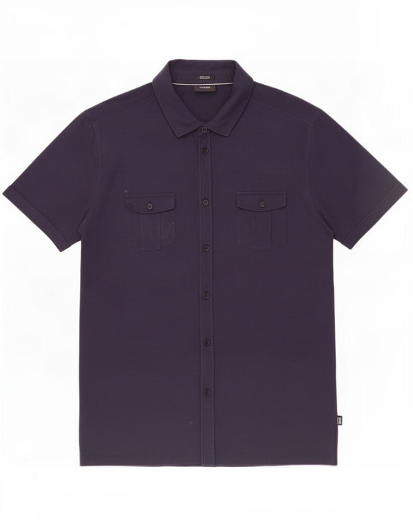 Hugo Boss Mens Short Sleeve Regular Fit Shirt XL Navy Blue Cotton