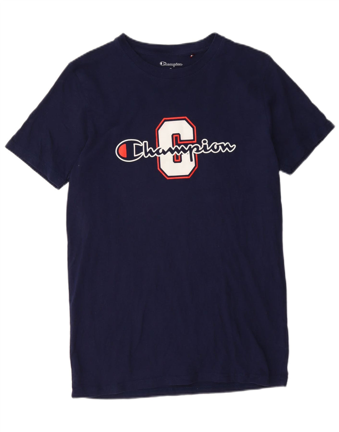 Champion Mens Graphic T-Shirt Top Small Navy Blue Cotton