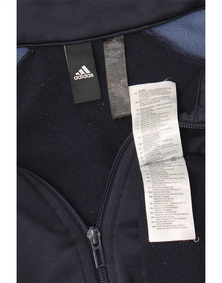 ADIDAS Mens Graphic Tracksuit Top Jacket XL Navy Blue Colourblock